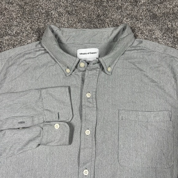 Ministry of Supply Other - Ministry Of Supply Shirt Mens XXL Gray‎ Striped Knit Button Down Slim Stretch